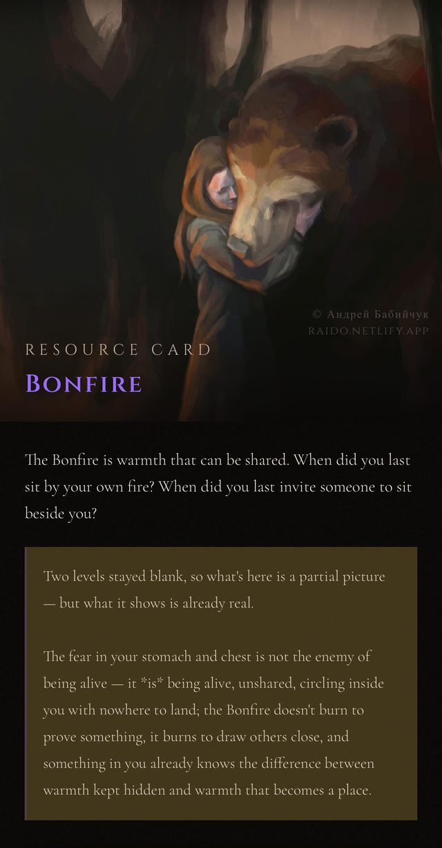 Bonfire — resource card you leave the session with